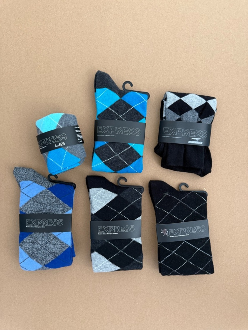 Express Argyle Dress Socks Lot of 6 pair NWT